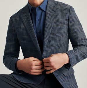 Bonobos Grey Blue Plaid Blazer